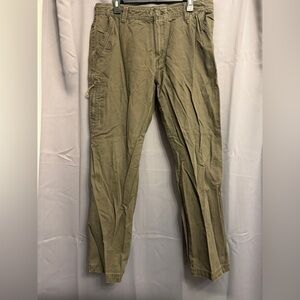 Bass Men's Olive Cargo Pants with Tan Stitching